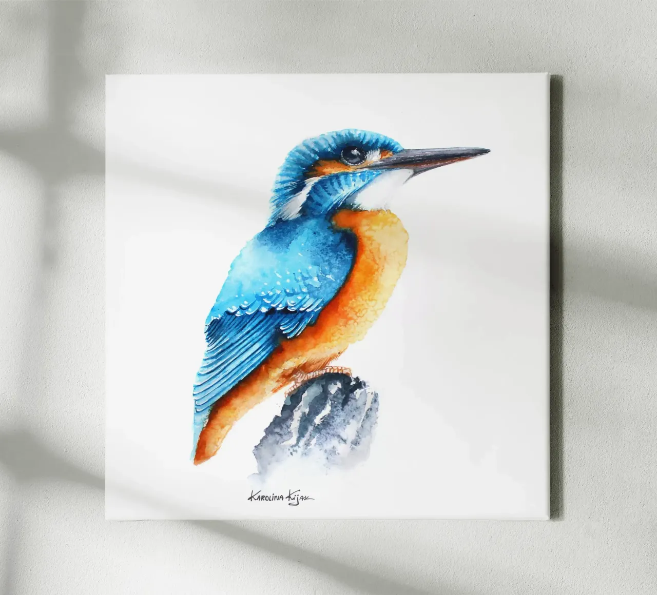 Kingfisher ice bird tela con Cornice a cassetta da Karolina Kijak
