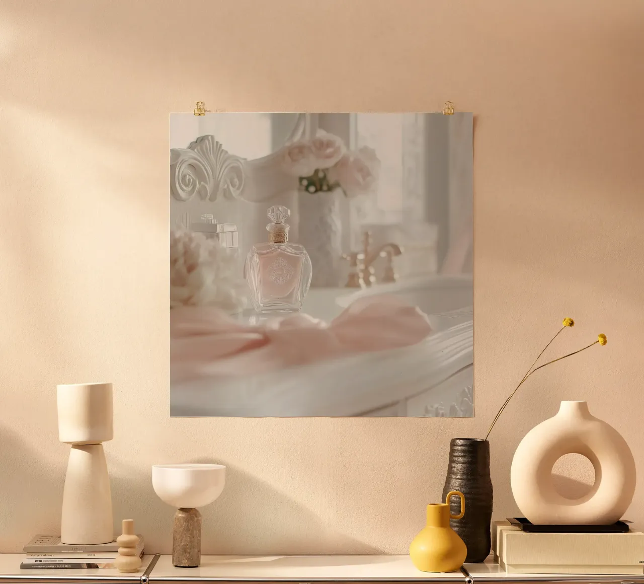 Sussurri in rosa poster con telaio in alluminio da StillVibe Home