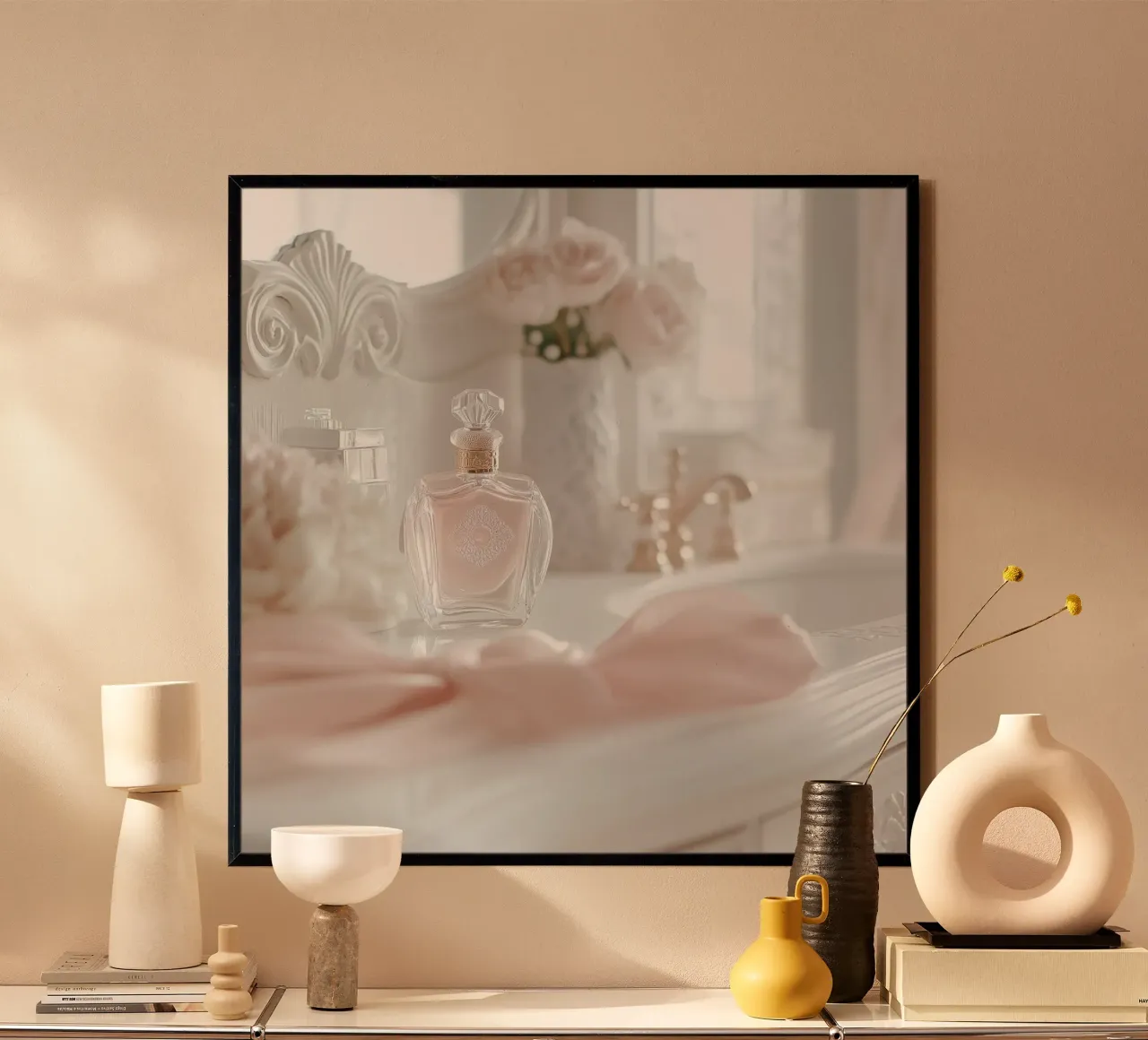 Sussurri in rosa poster con telaio in alluminio da StillVibe Home