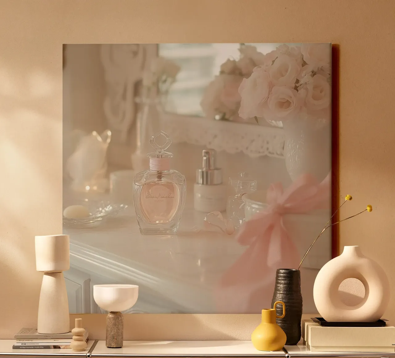 Sussurri in rosa tela con Cornice a cassetta da StillVibe Home
