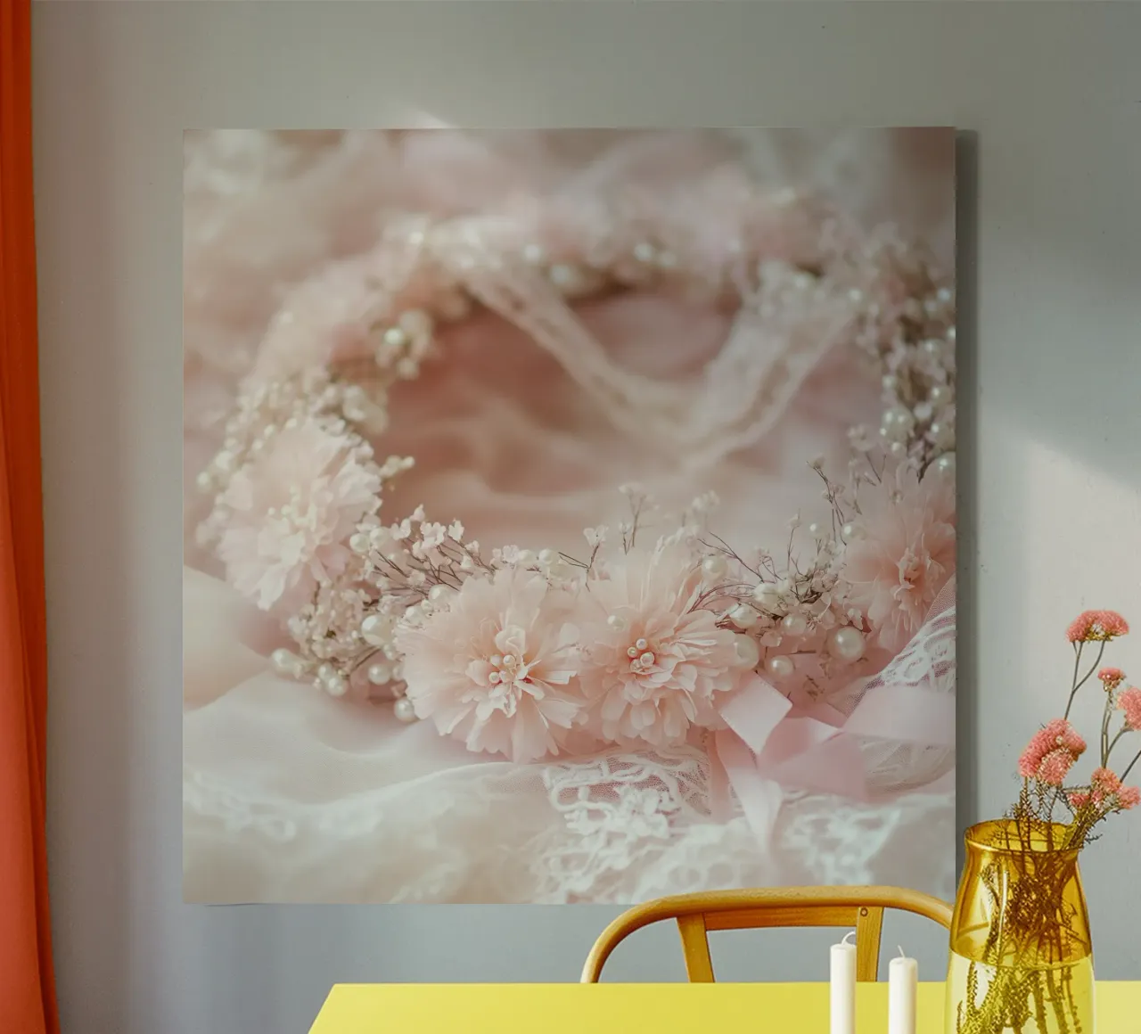Sussurri in rosa tela con Cornice a cassetta da StillVibe Home