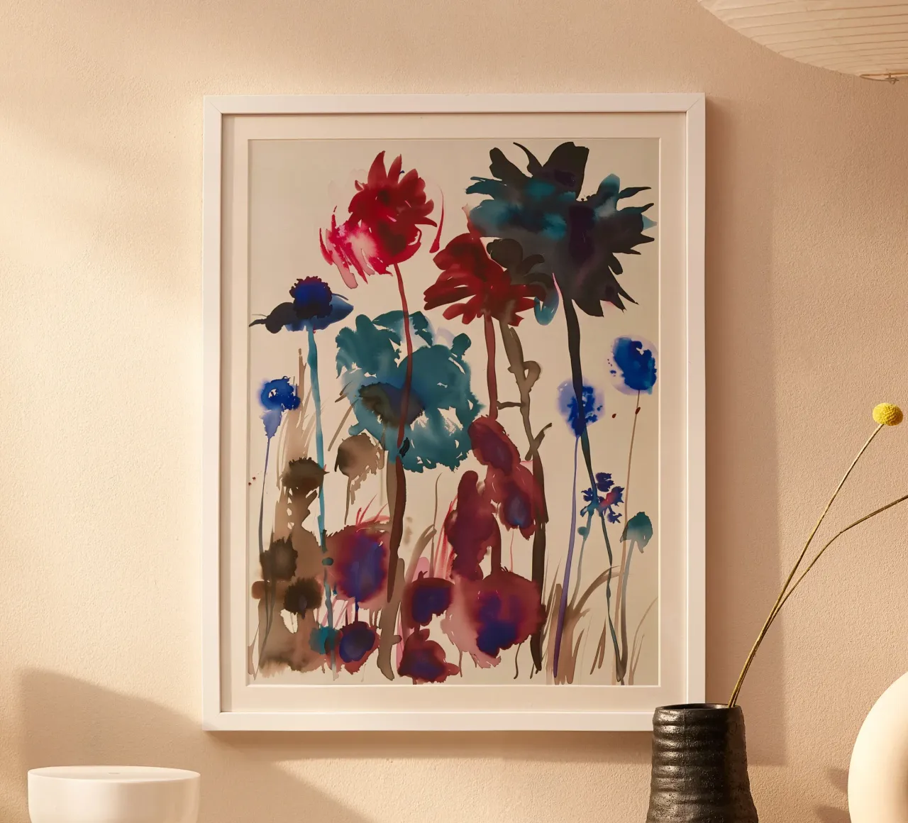 Notturno in fiore poster con telaio in plastica da Sophia Calder Studio