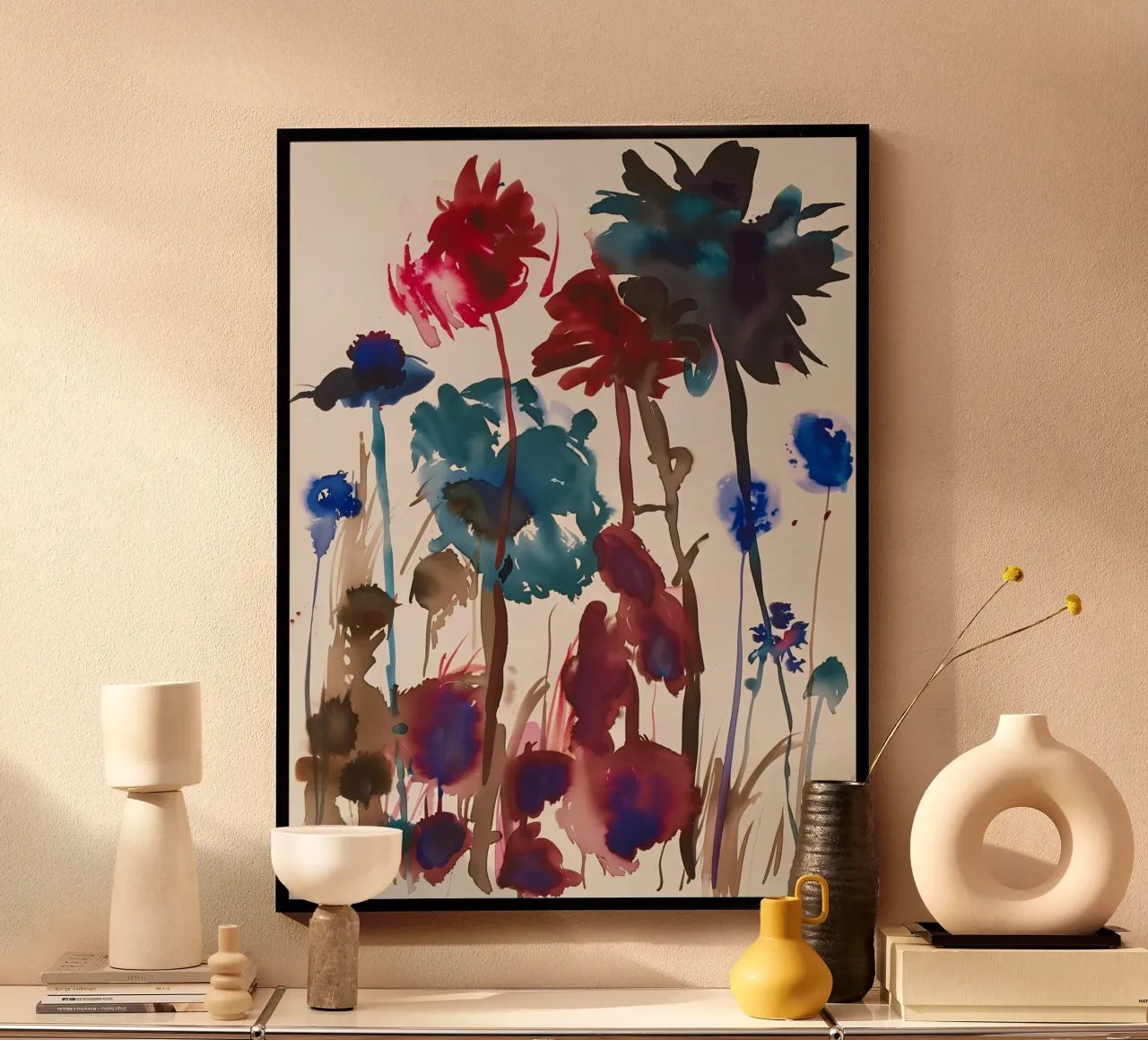 Notturno in fiore poster con telaio in plastica da Sophia Calder Studio