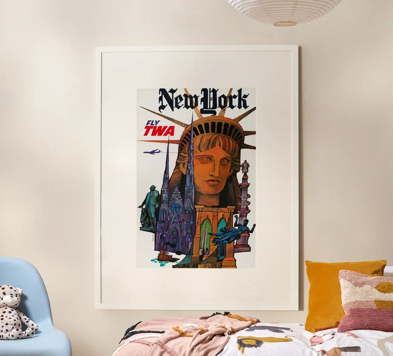 Poster di viaggio vintage della TWA di New York David Klein poster con telaio in alluminio da homdeco