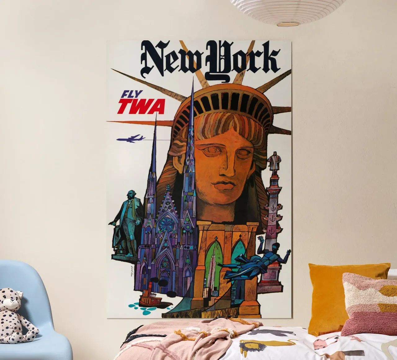Poster di viaggio vintage della TWA di New York David Klein poster con telaio in alluminio da homdeco