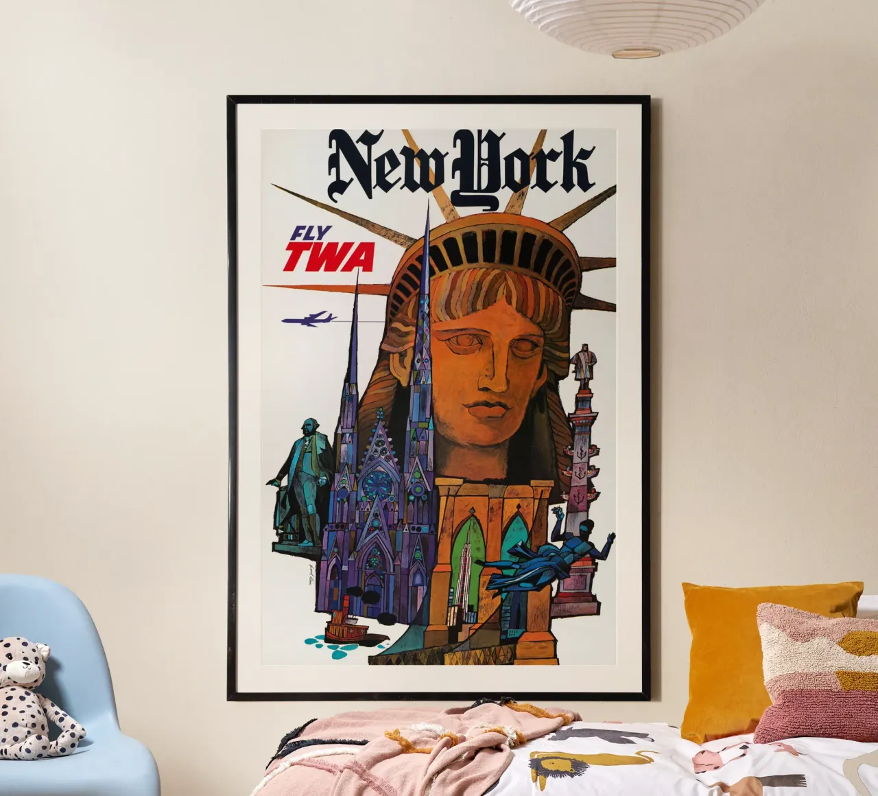Poster di viaggio vintage della TWA di New York David Klein poster con telaio in alluminio da homdeco