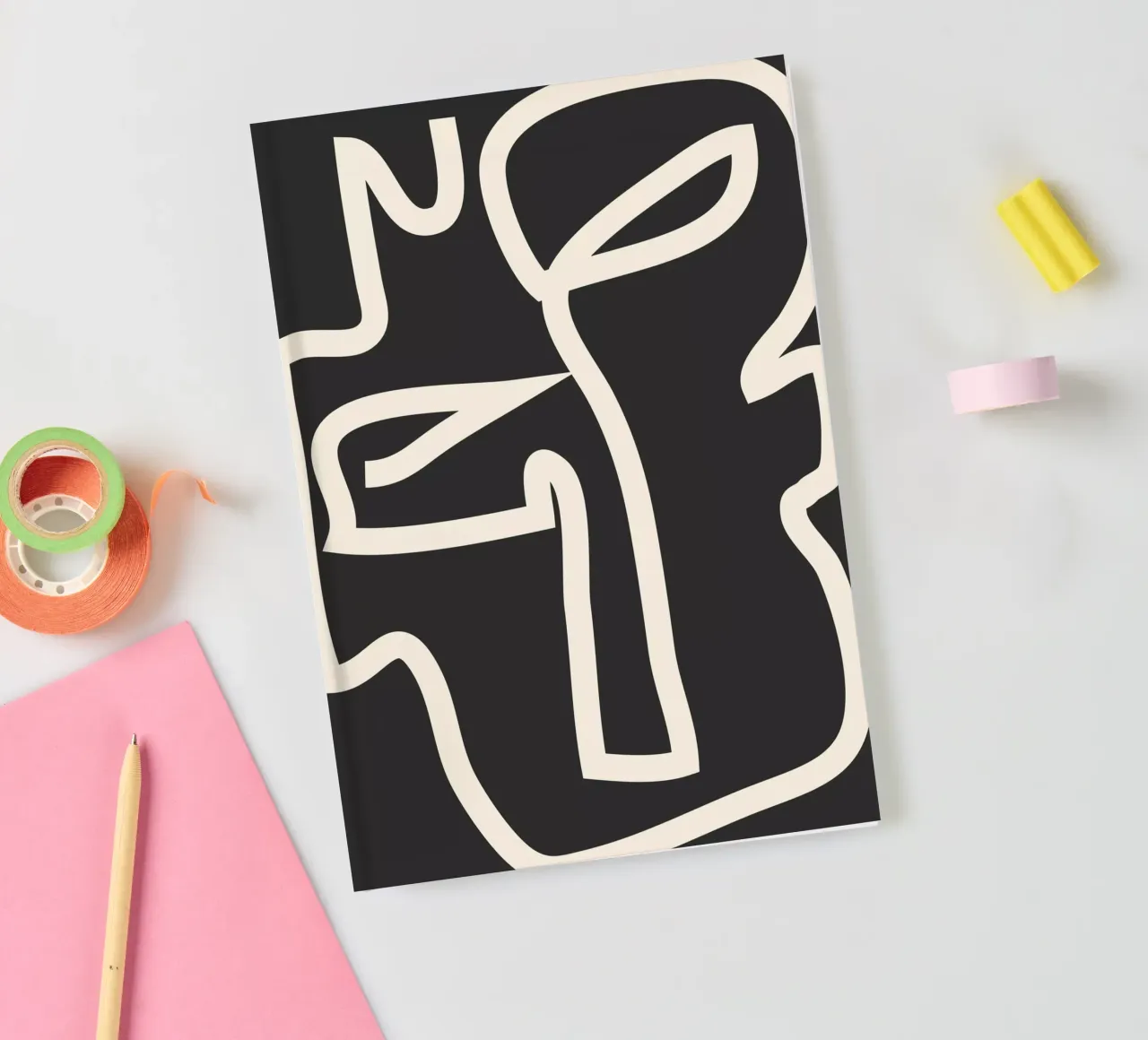Abstract line art Face notebook by ThingDesign