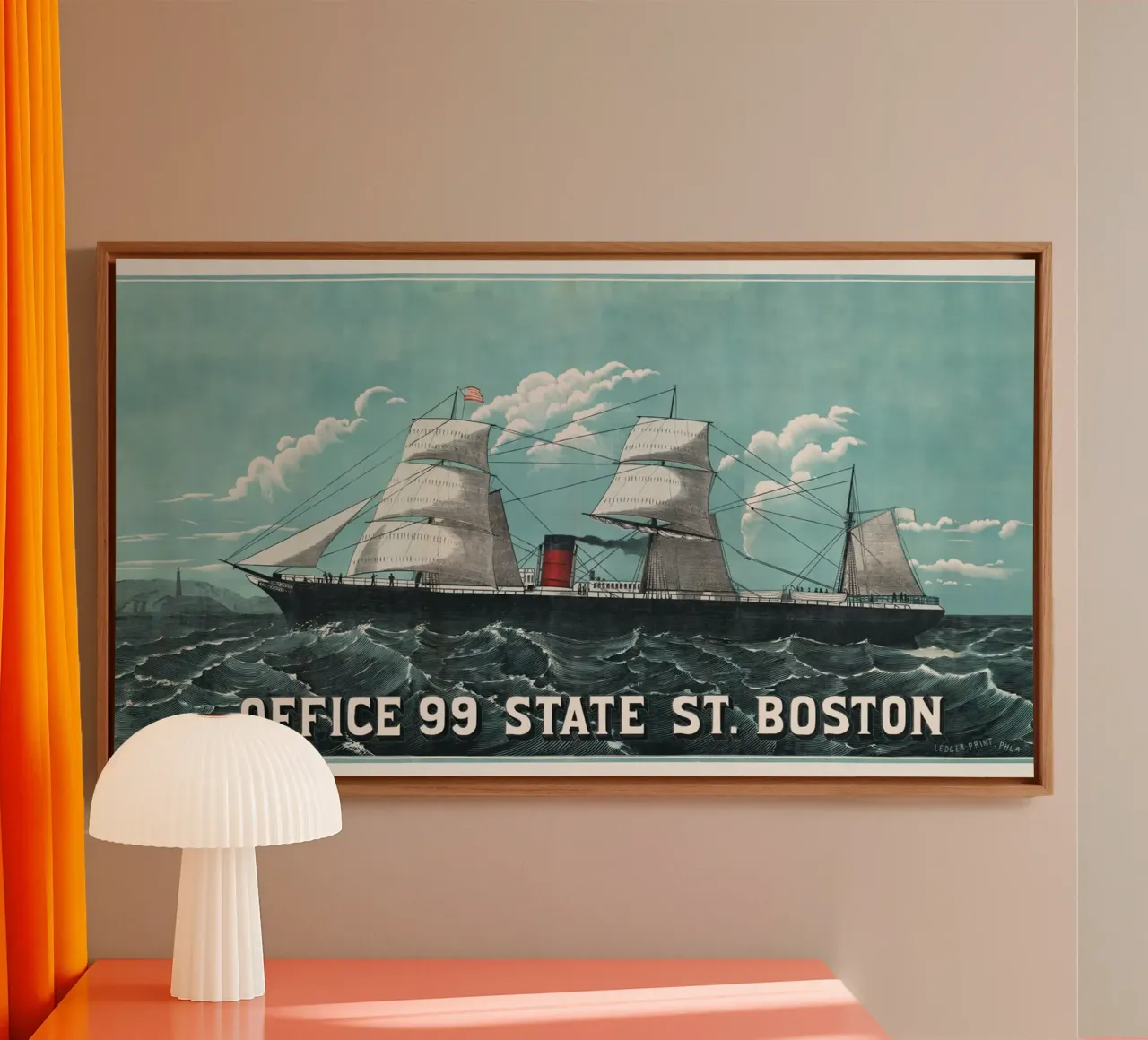 Vintage Ocean Liner Steamship Poster Boston Art Print tela con Cornice a cassetta da homdeco