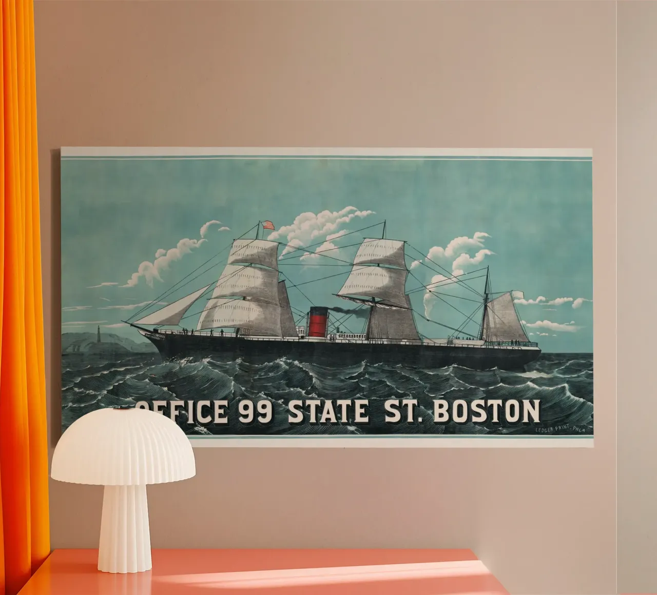 Vintage Ocean Liner Steamship Poster Boston Art Print tela con Cornice a cassetta da homdeco
