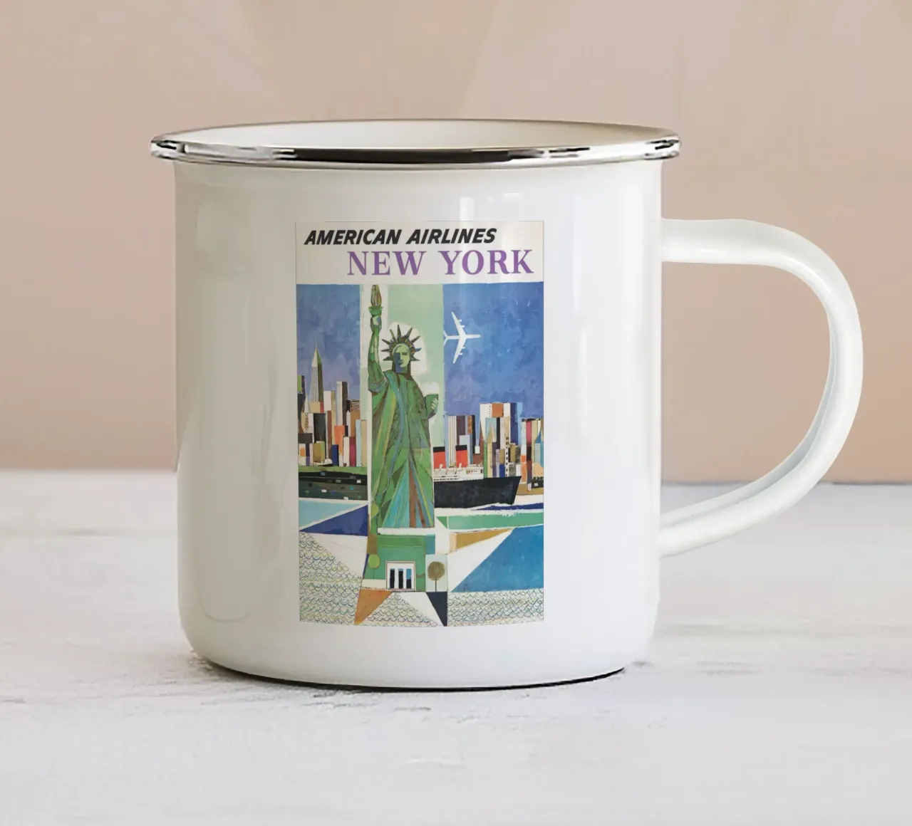 American Airlines New York Poster David Klein tazza in smalto da homdeco