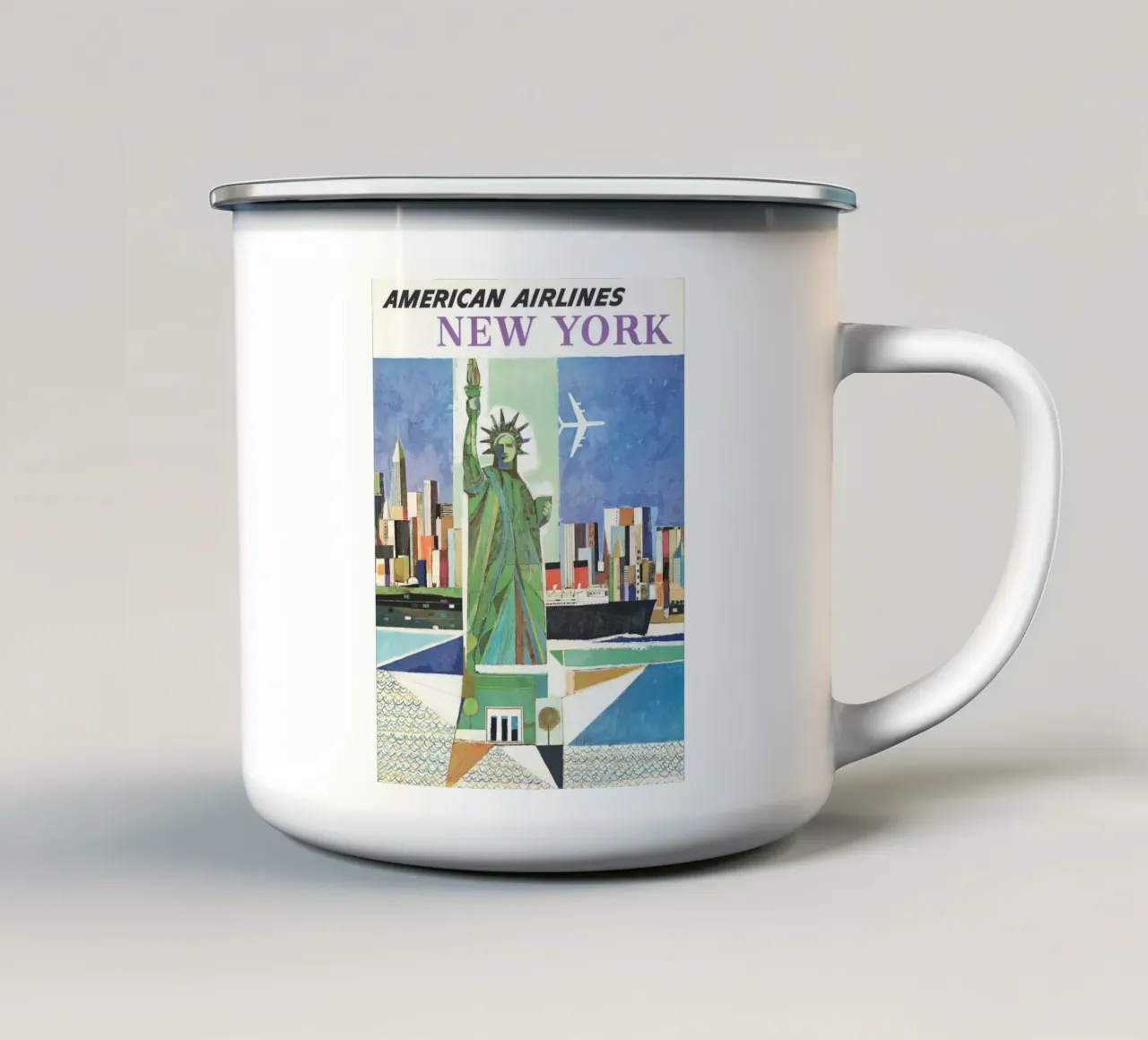 American Airlines New York Poster David Klein tazza in smalto da homdeco