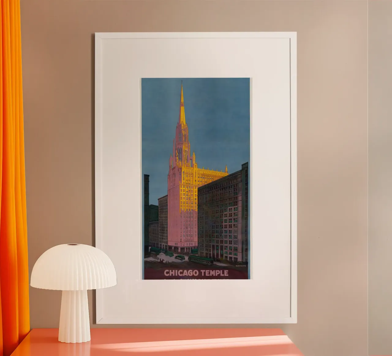 Poster d'epoca del tempio di Chicago Chicago Rapid Transit poster con telaio in alluminio da homdeco