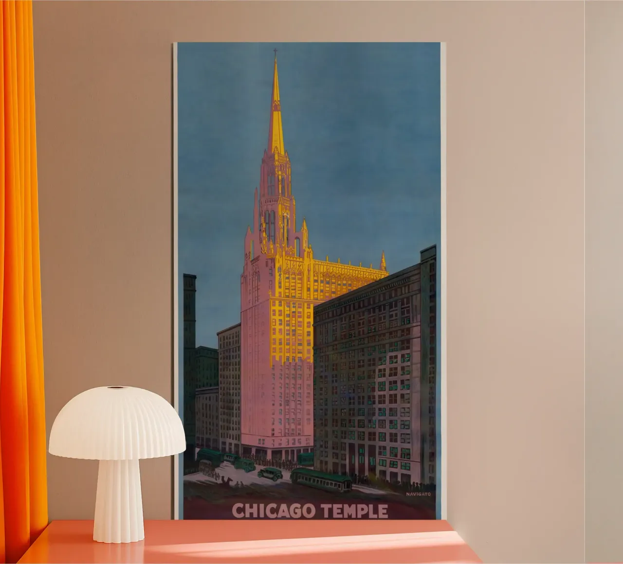 Poster d'epoca del tempio di Chicago Chicago Rapid Transit poster con telaio in alluminio da homdeco