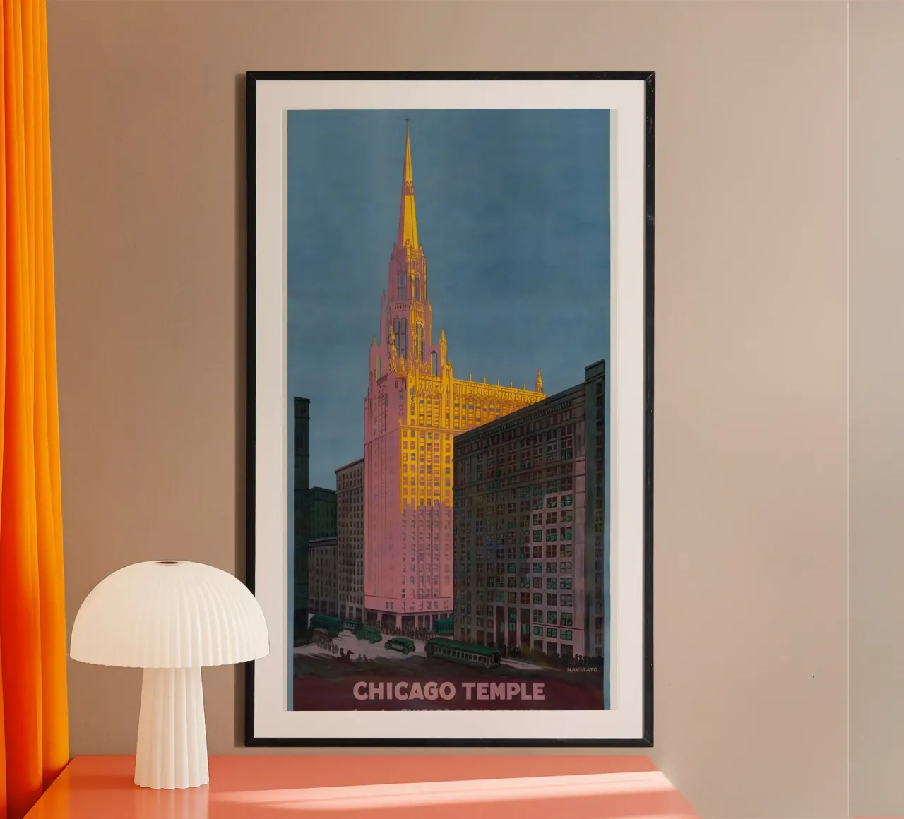 Poster d'epoca del tempio di Chicago Chicago Rapid Transit poster con telaio in alluminio da homdeco