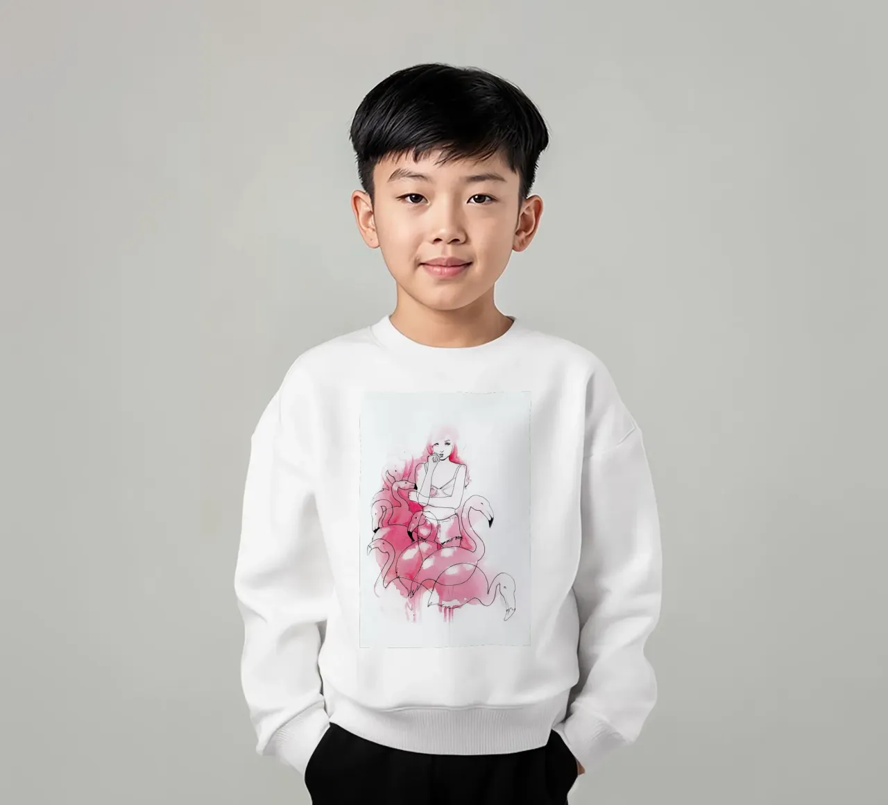 Pink Flamingos kinder sweatshirt van Ina Stanimirova