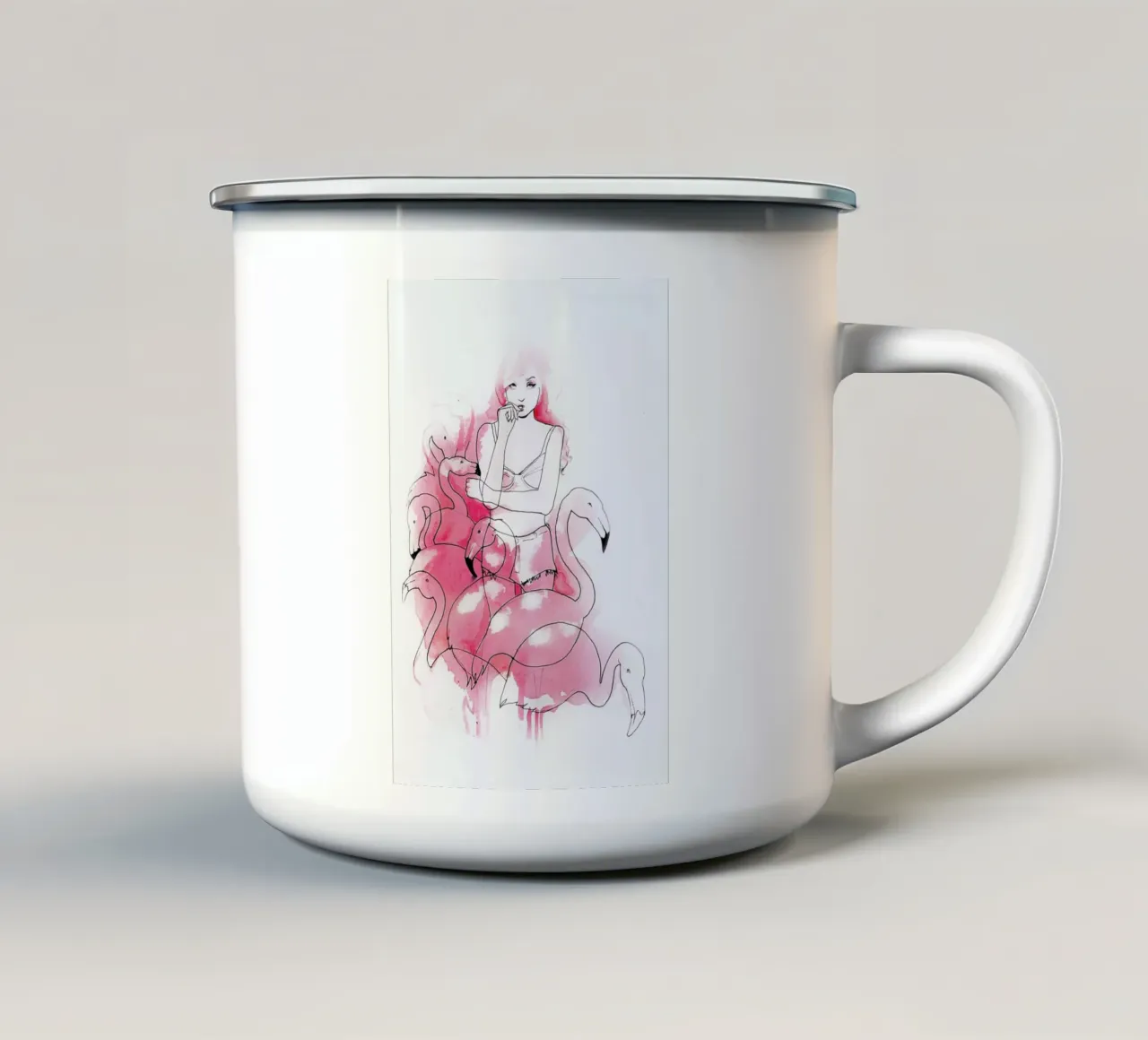 Pink Flamingos tazza in smalto da Ina Stanimirova