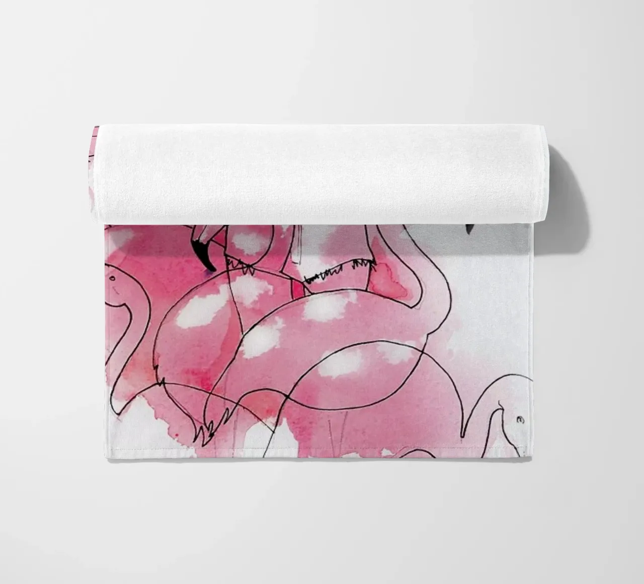 Pink Flamingos beach towel by Ina Stanimirova