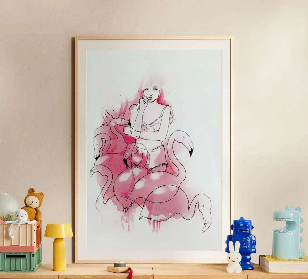 Pink Flamingos hahnemühle by Ina Stanimirova