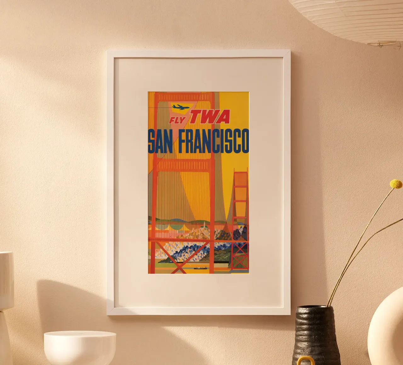 Poster di viaggio vintage della TWA di San Francisco David Klein poster con telaio in plastica da homdeco