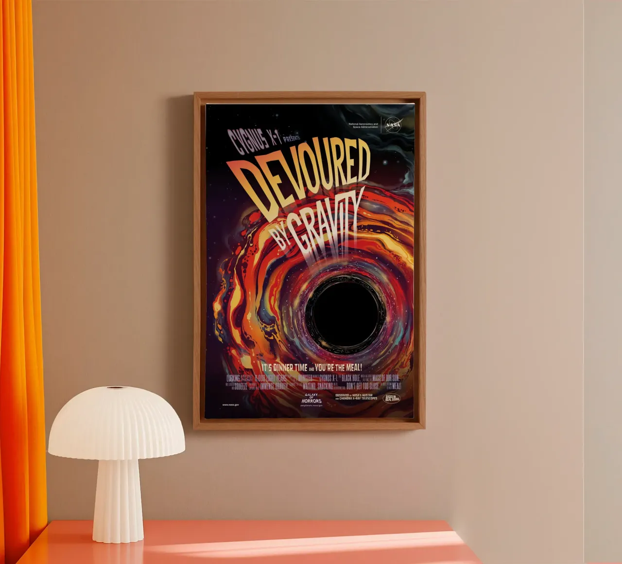 Poster da viaggio della NASA sugli esopianeti Cygnus X-1 Buco nero tela con Cornice a cassetta da homdeco