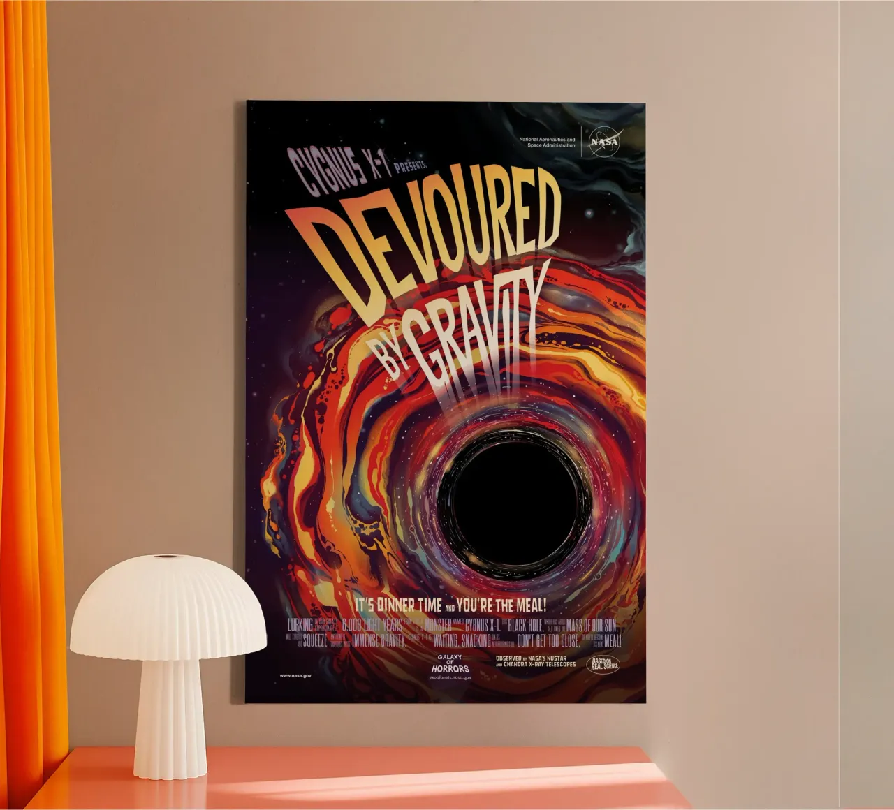 Poster da viaggio della NASA sugli esopianeti Cygnus X-1 Buco nero tela con Cornice a cassetta da homdeco