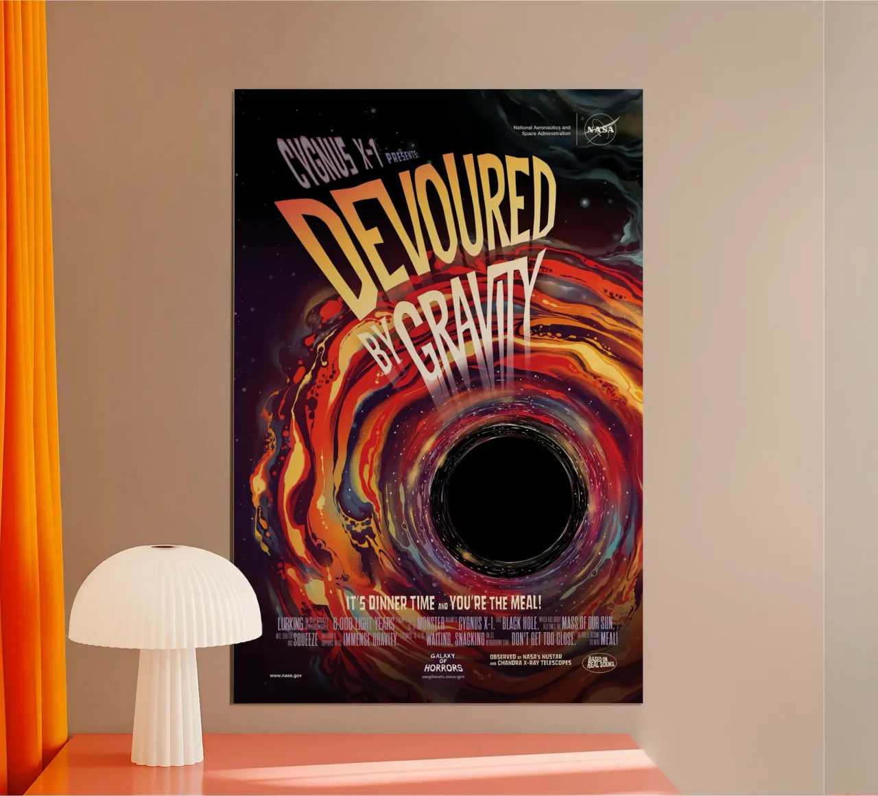 Poster da viaggio della NASA sugli esopianeti Cygnus X-1 Buco nero poster da homdeco
