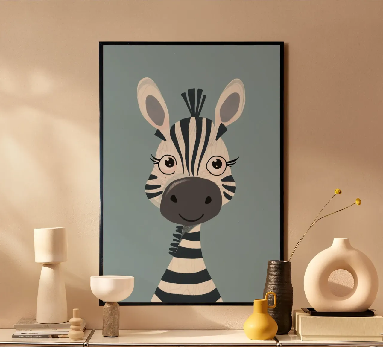 The Joyful Zebra poster con telaio in alluminio da wonderfolk