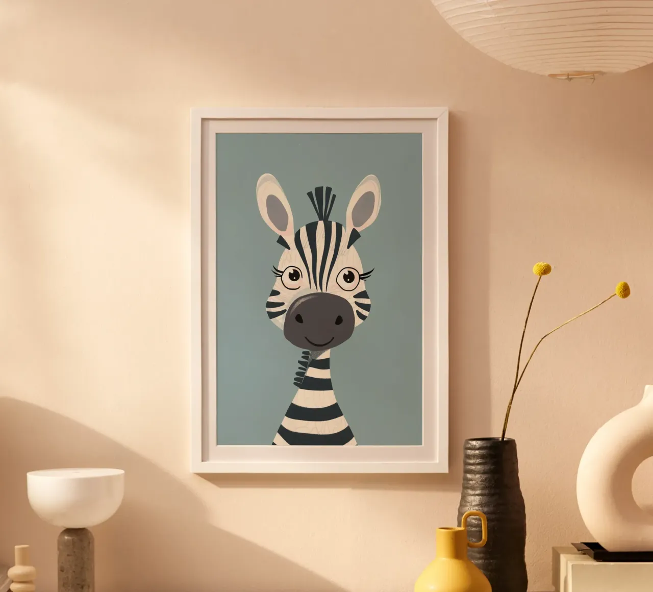 The Joyful Zebra poster con telaio in alluminio da wonderfolk