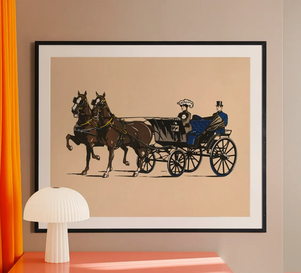 Poster d'epoca con carrozza trainata da cavalli Stampa d'arte poster con telaio in alluminio da homdeco