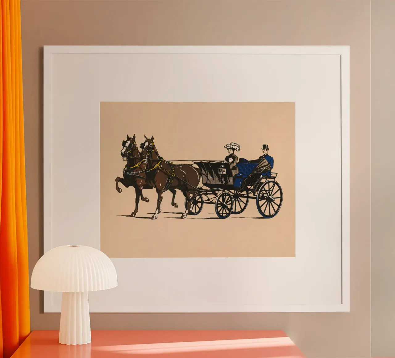 Poster d'epoca con carrozza trainata da cavalli Stampa d'arte poster con telaio in alluminio da homdeco