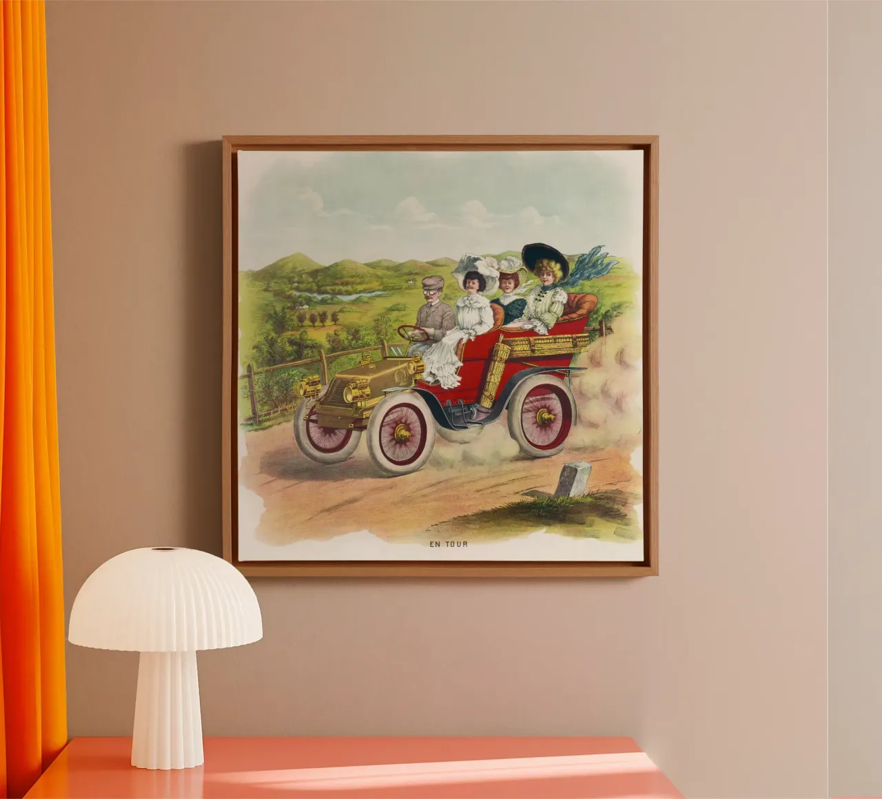 Poster turistico per auto d'epoca Stampa d'arte automobilistica retrò tela con Cornice a cassetta da homdeco