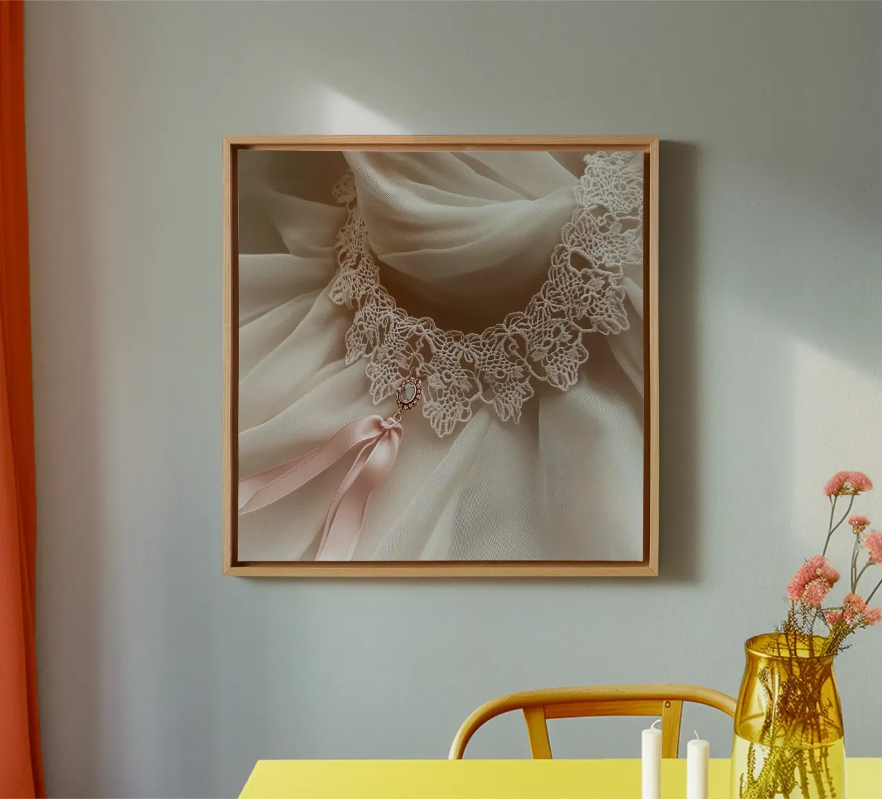 Sussurri in rosa tela con Cornice a cassetta da StillVibe Home