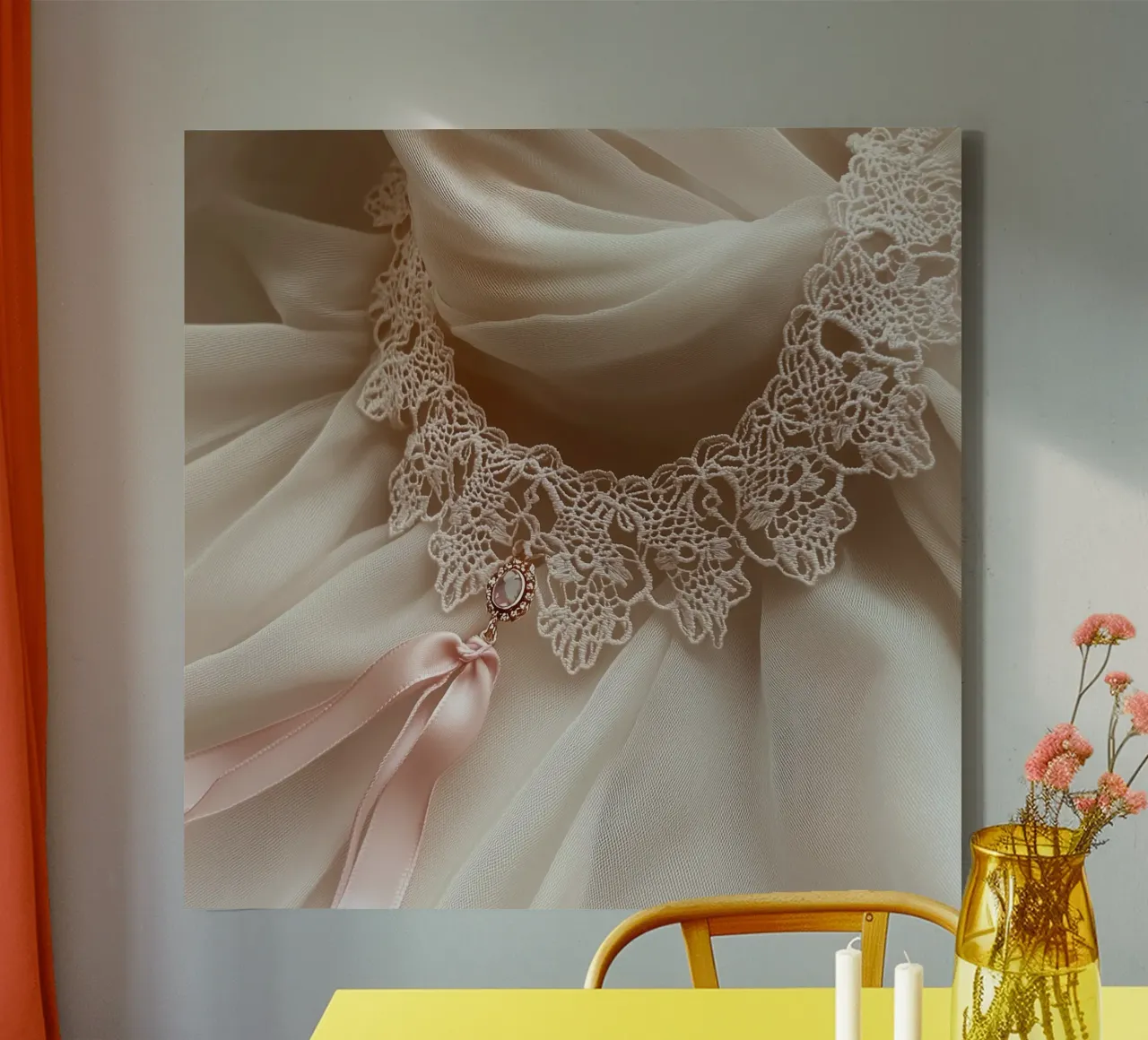 Sussurri in rosa tela con Cornice a cassetta da StillVibe Home