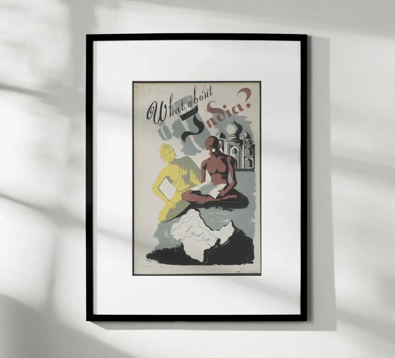 Poster propagandistico d'epoca sull'India della seconda guerra mondiale What about India? poster da homdeco