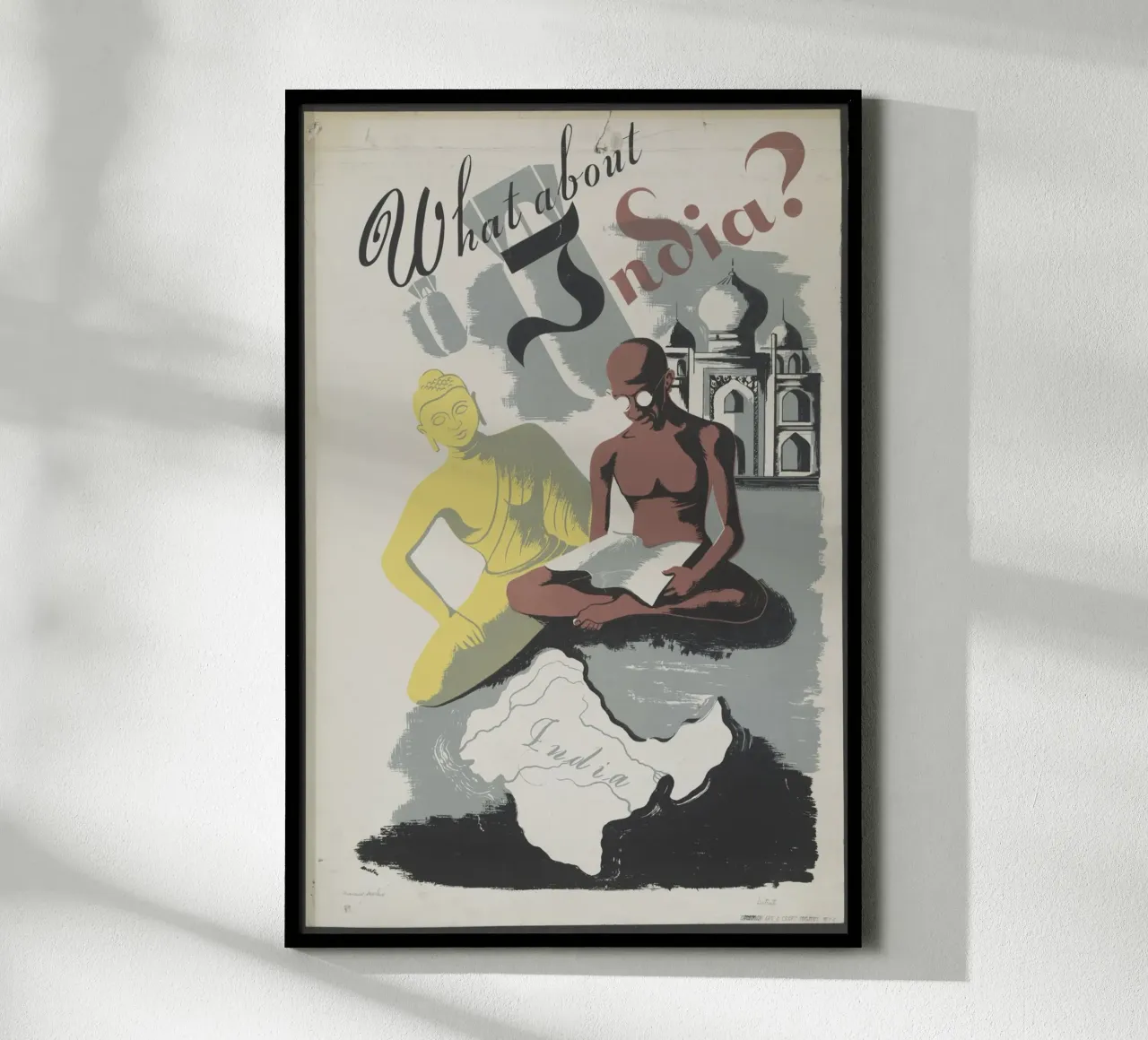 Poster propagandistico d'epoca sull'India della seconda guerra mondiale What about India? poster da homdeco
