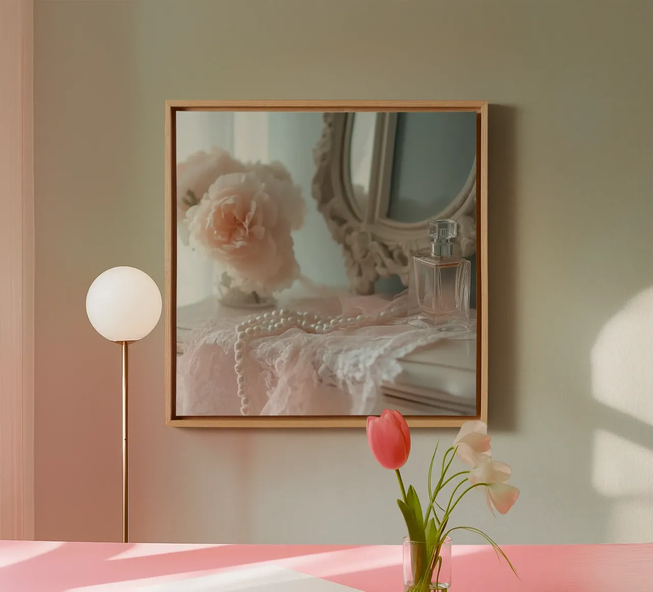 Sussurri in rosa tela con Cornice a cassetta da StillVibe Home