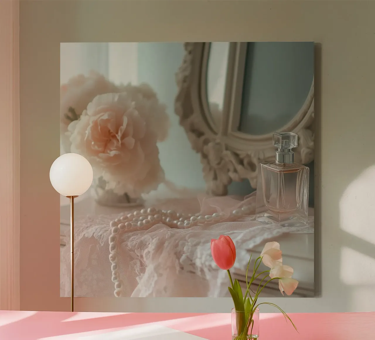 Sussurri in rosa tela con Cornice a cassetta da StillVibe Home