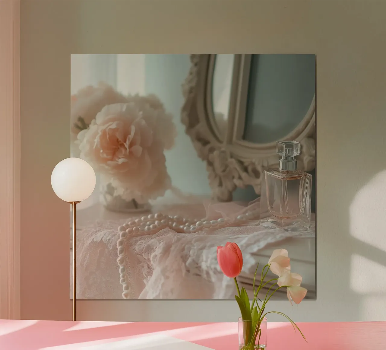 Sussurri in rosa poster con telaio in legno da StillVibe Home