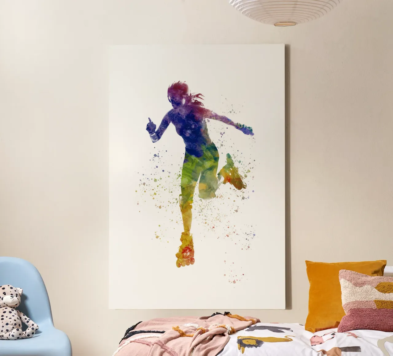 Aquarel schaatser canvas met Baklijst van ⚽ Sports Pulse