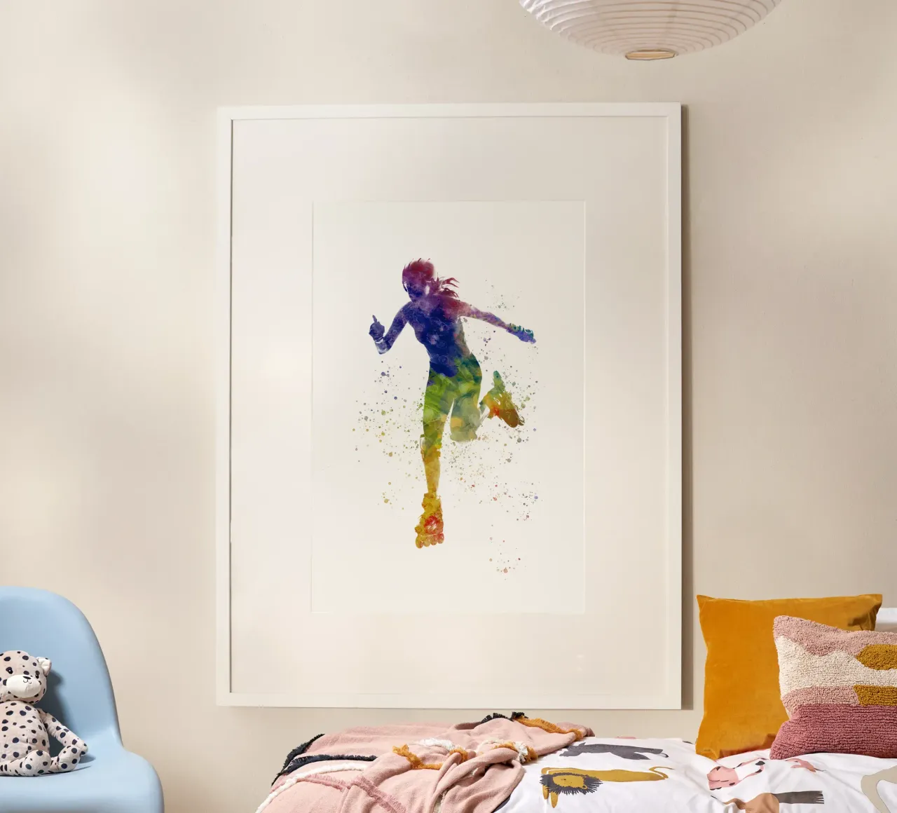 Pattinatore ad acquerello poster con telaio in alluminio da ⚽ Sports Pulse