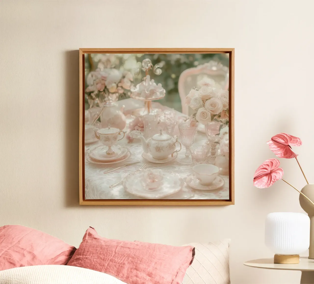 Sussurri in rosa tela con Cornice a cassetta da StillVibe Home