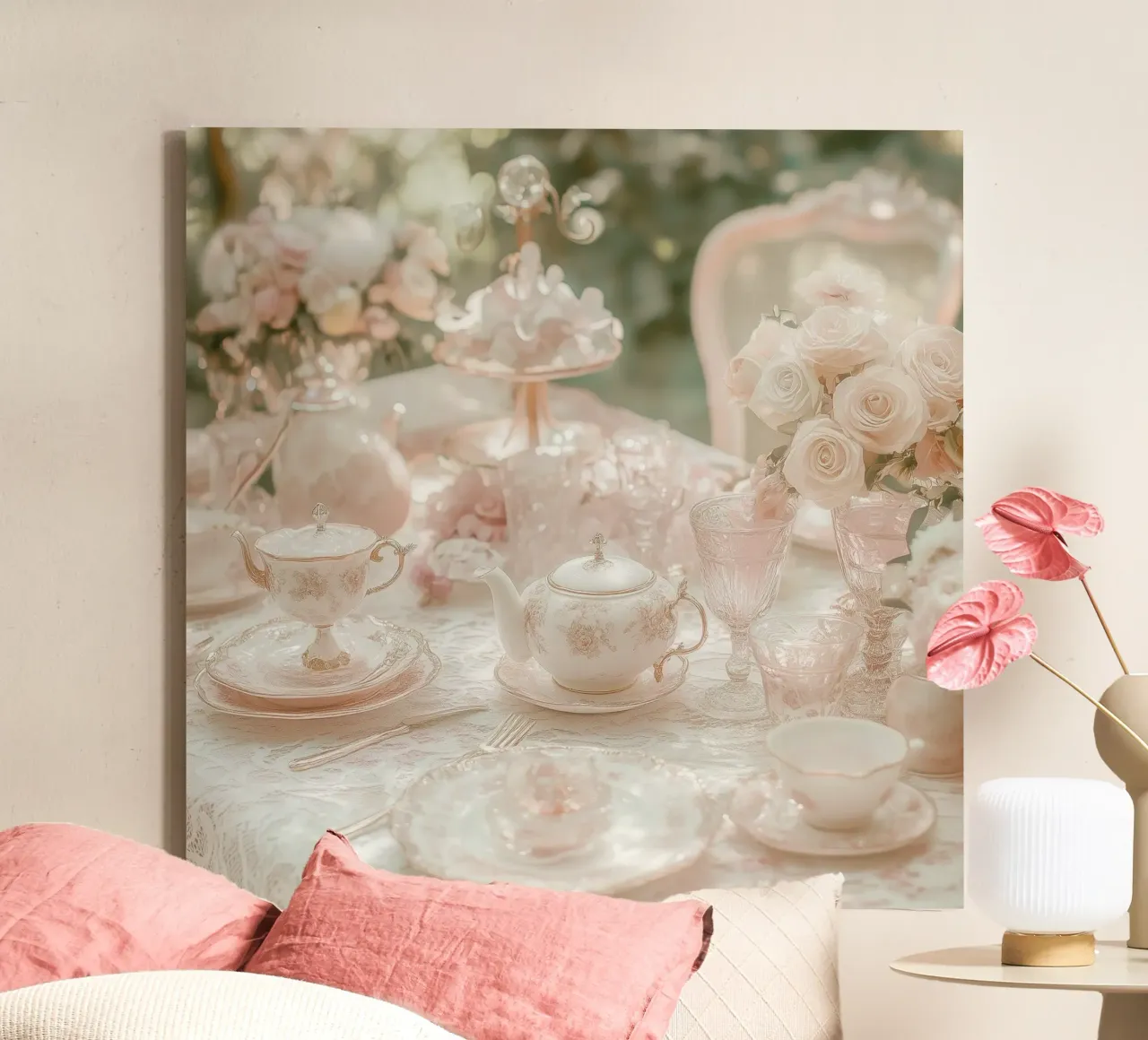 Sussurri in rosa tela con Cornice a cassetta da StillVibe Home