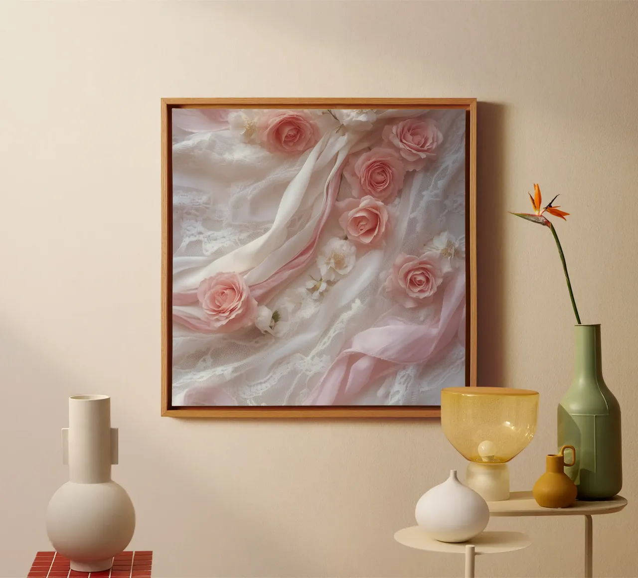 Sussurri in rosa tela con Cornice a cassetta da StillVibe Home