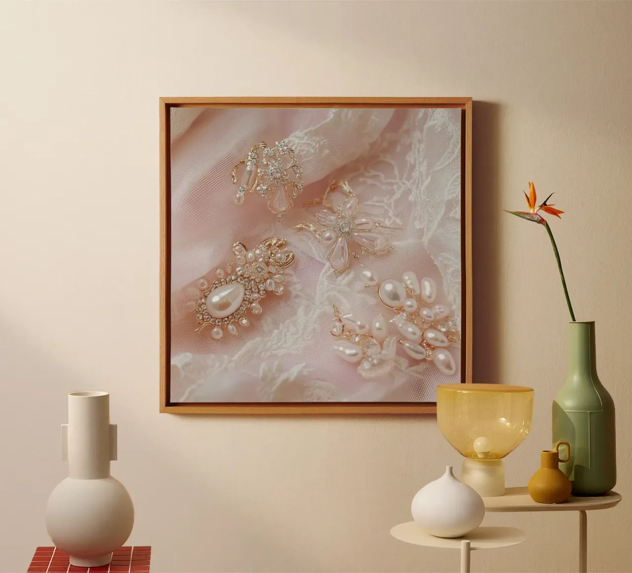 Sussurri in rosa tela con Cornice a cassetta da StillVibe Home