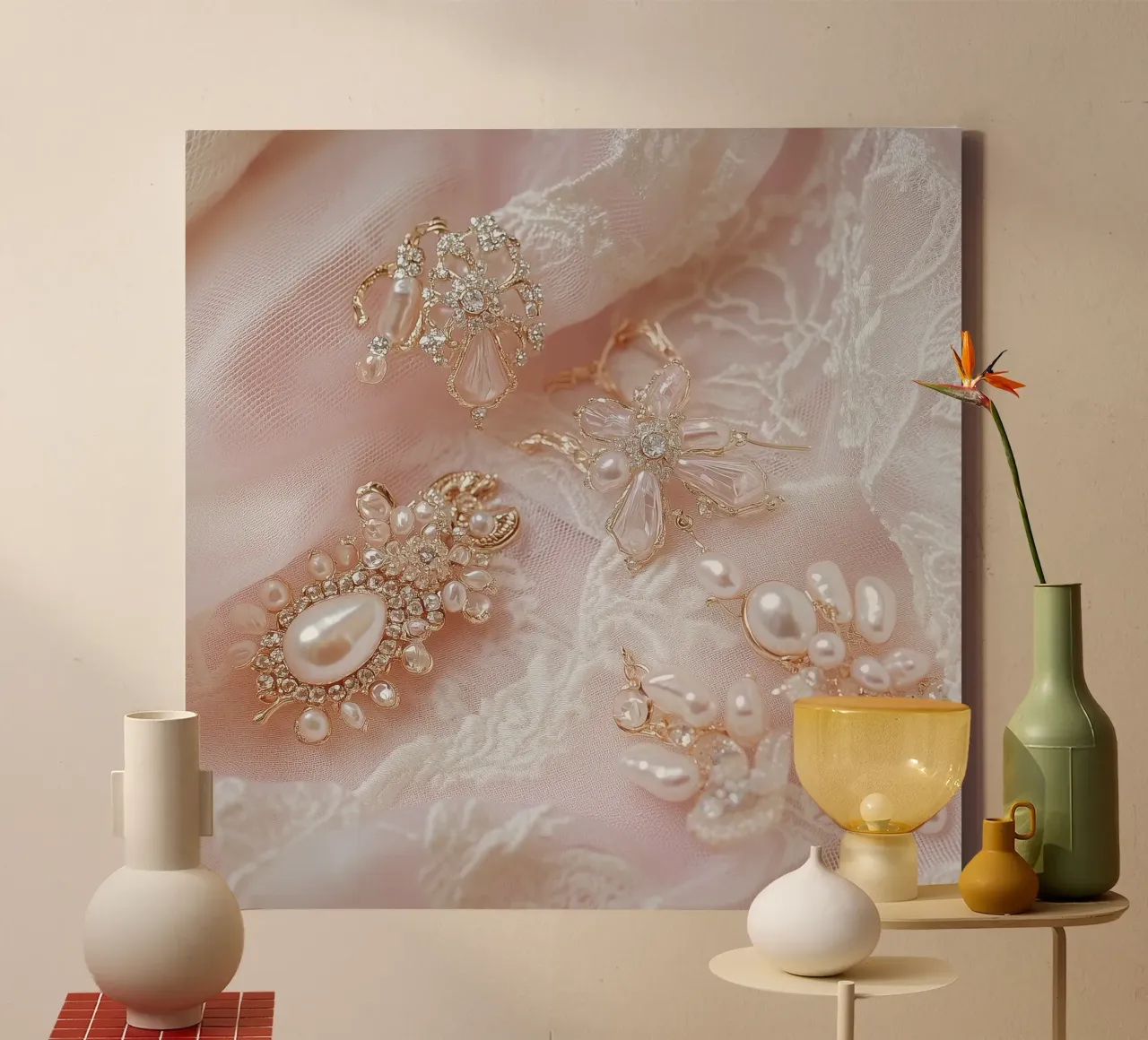 Sussurri in rosa tela con Cornice a cassetta da StillVibe Home