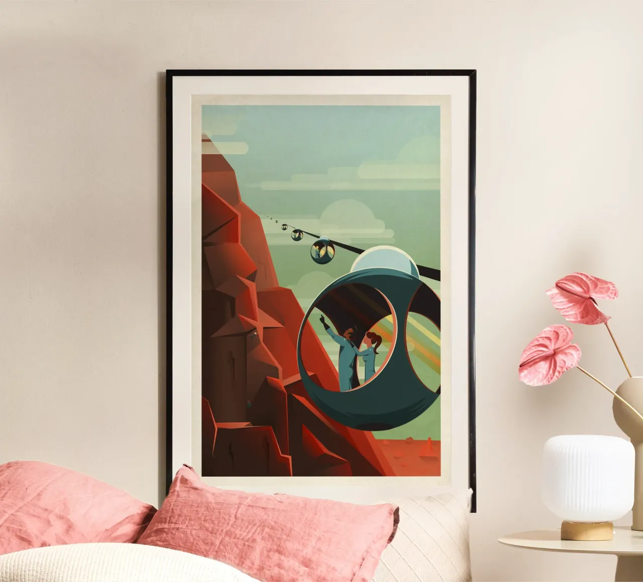 Poster d'epoca per il viaggio su Marte Arte spaziale Retro Futurismo poster con telaio in legno da homdeco