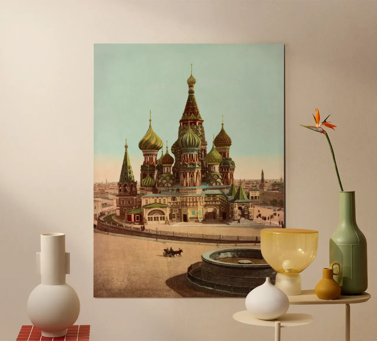Stampa d'epoca della Cattedrale di San Basilio a Mosca poster con telaio in plastica da homdeco