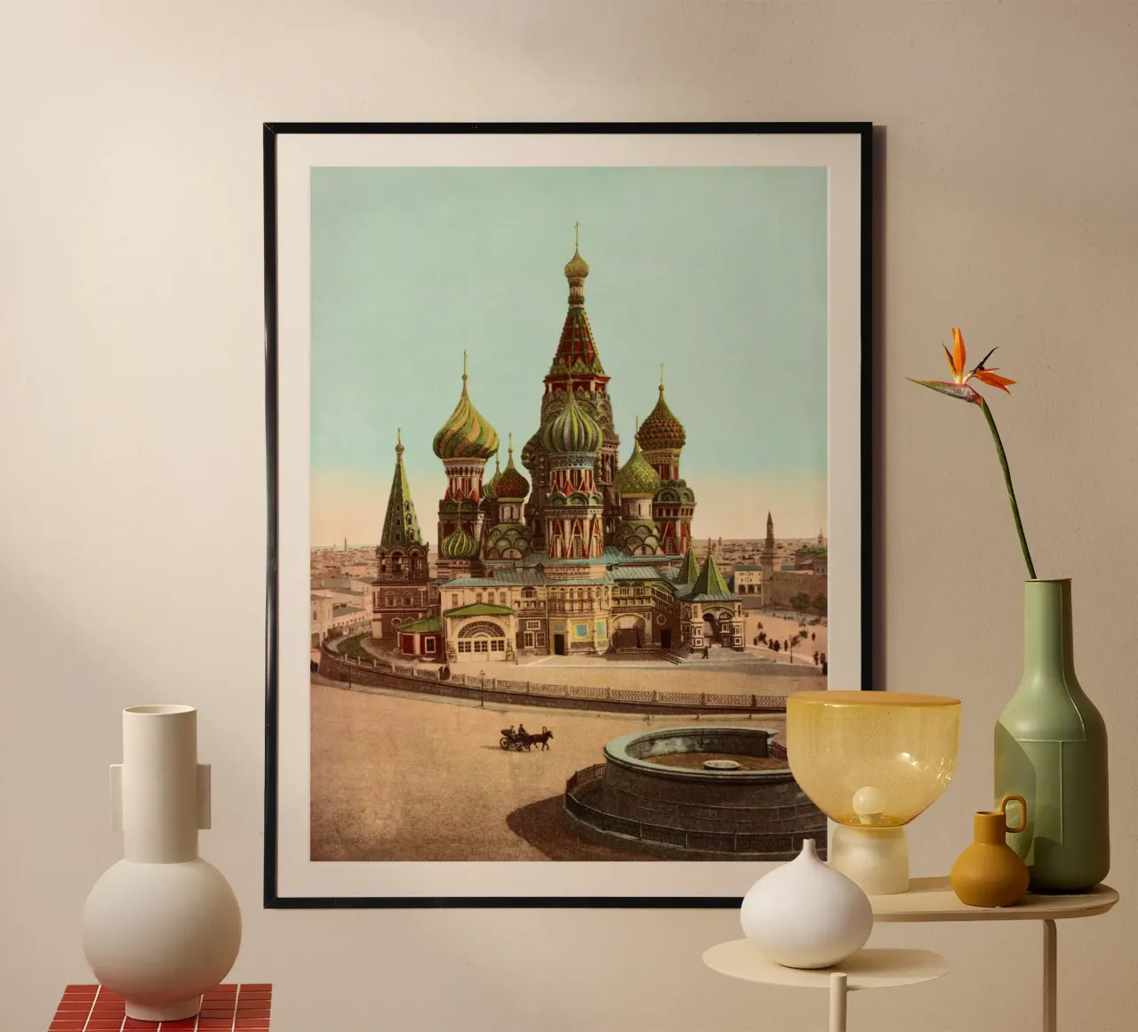 Stampa d'epoca della Cattedrale di San Basilio a Mosca poster con telaio in plastica da homdeco