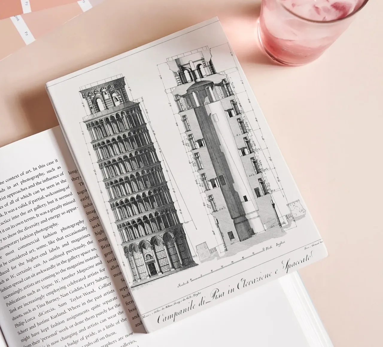 Leaning Tower of Pisa Architectural Blueprint Art Print notebook by homdeco