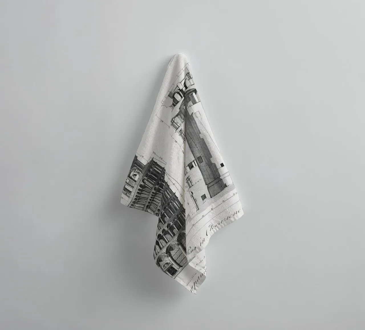 Leaning Tower of Pisa Architectural Blueprint Art Print towel by homdeco